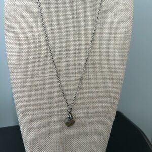 Natural Stone Pendant Necklace | Silver Tone Chain | Unique Earth Tone Stone